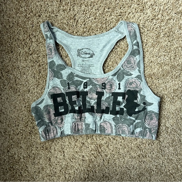 Disney Other - W Grey Disney Floral Belle Sports Bra Size Medium |A32